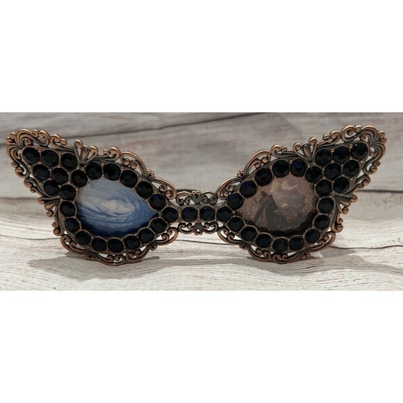 Metal Rhinestone Eye Glass Frame Antique Picture Frame Double Frame - Picture 1 of 4